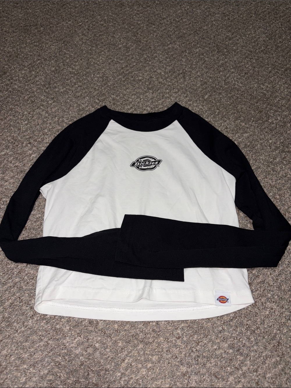 Dickies Black and White Raglan Logo Long Sleeve Tee